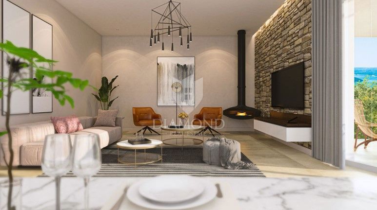 Albona, terreno con permesso di costruzione e vista sul mare 