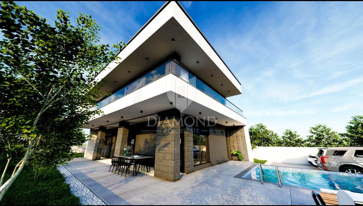 Kanfanar, una casa nuova e moderna con vista sul mare