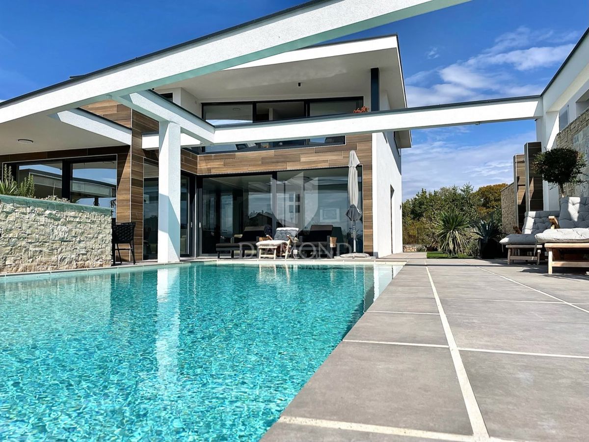 Isola di Krk, nuova villa di lusso con piscina, vista mare 