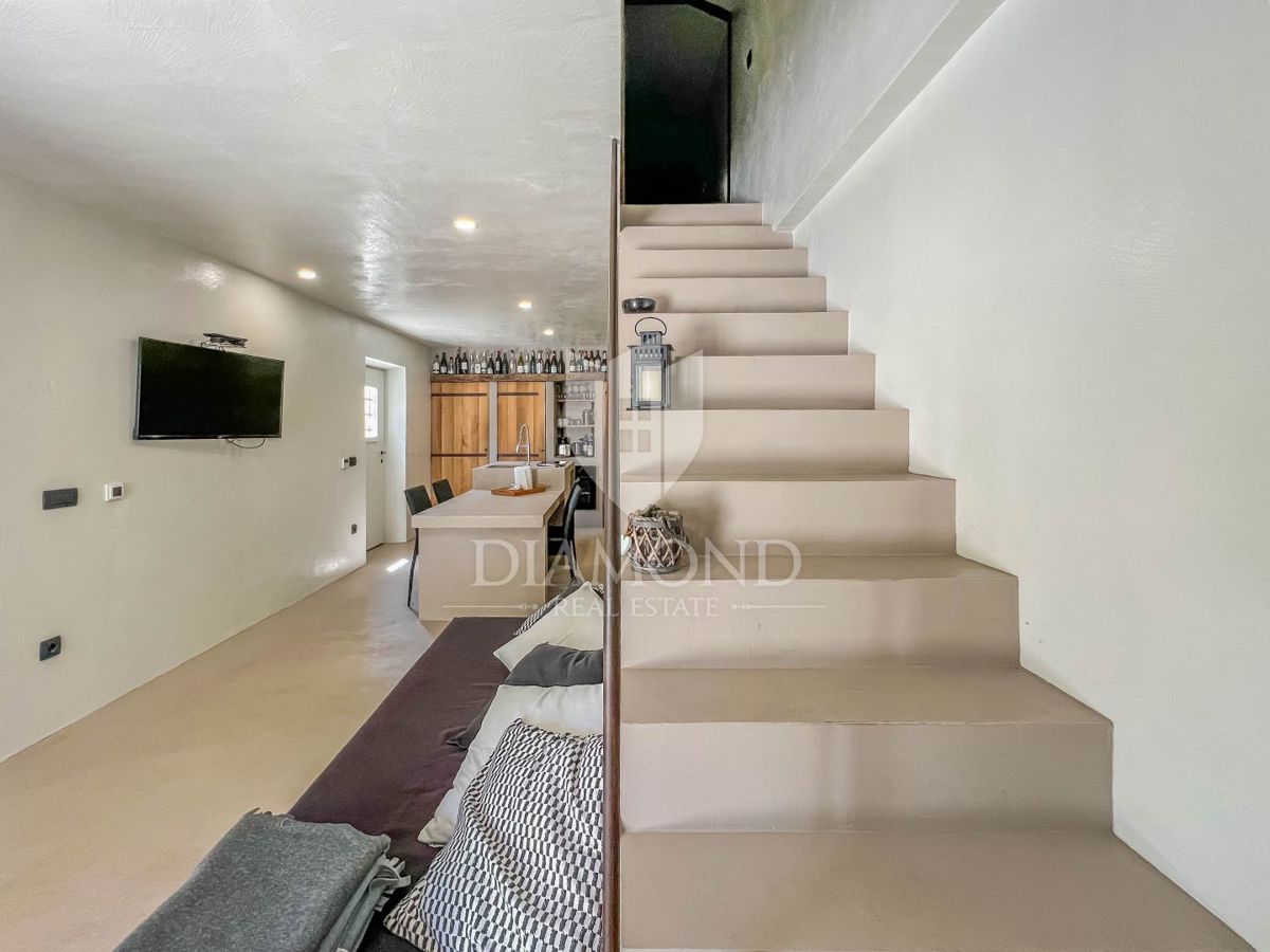 Dintorni di Oprtalj, casa in pietra di design con piscina