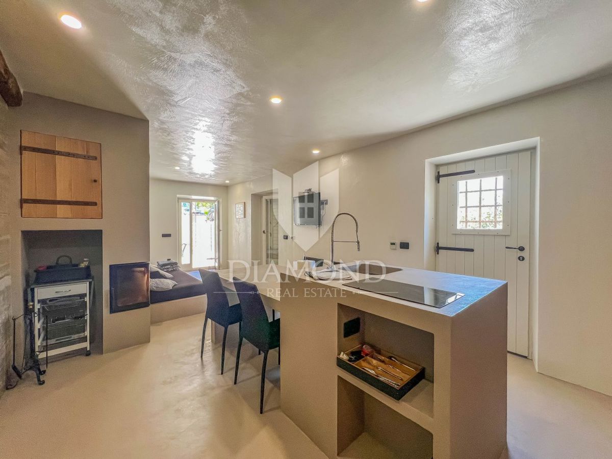 Dintorni di Oprtalj, casa in pietra di design con piscina