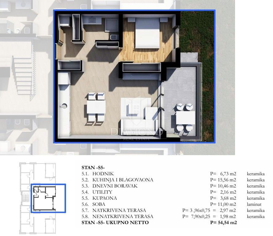 Appartamento Labin, 54,54m2