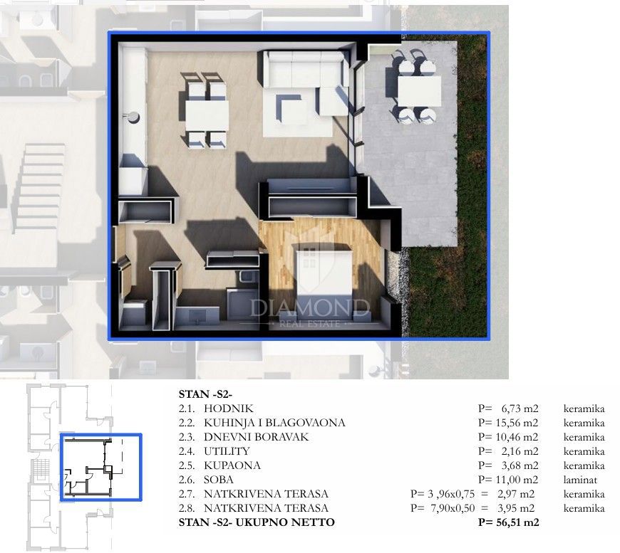 Appartamento Labin, 56,51m2