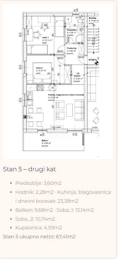 Appartamento Sroki, Viškovo, 67,41m2