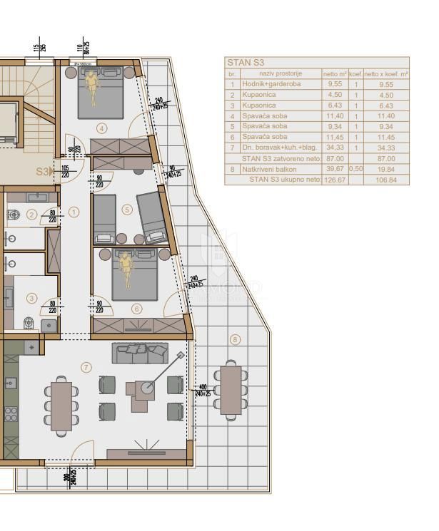 Appartamento con terrazza di 39 m2 a Pješčana Uvala, nuova costruzione!