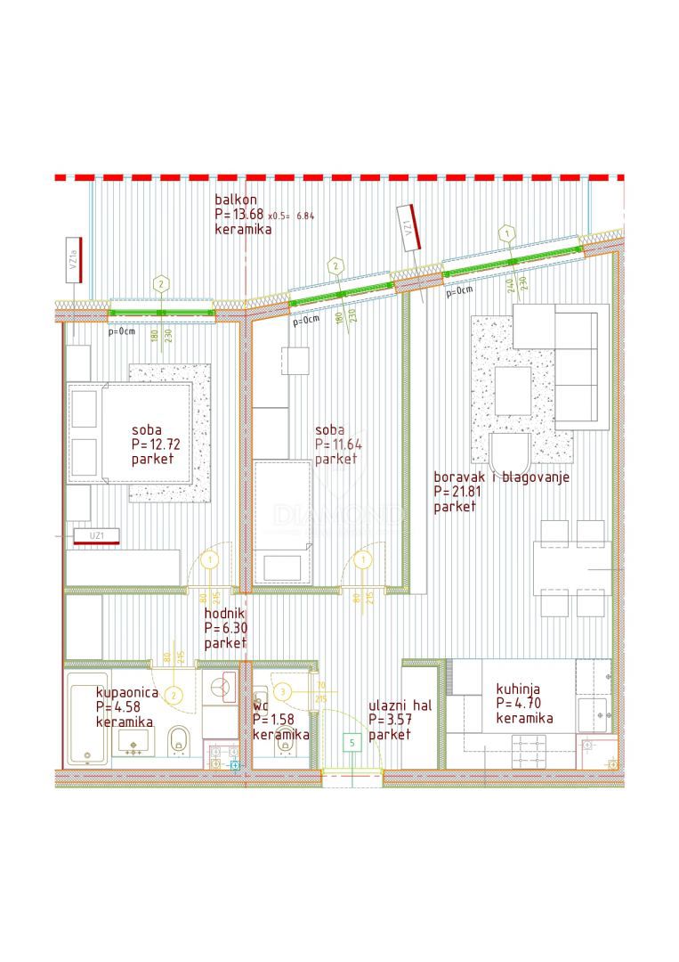 Parenzo, appartamento trilocale al piano terra vicino al centro citta!