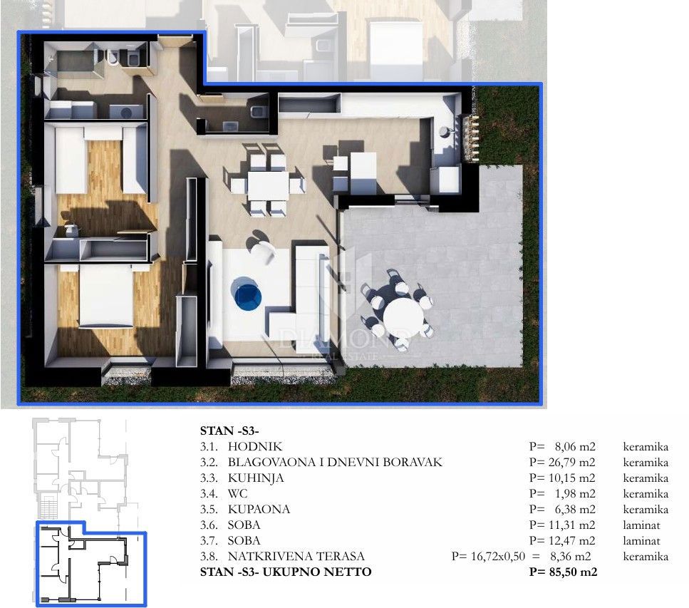 Appartamento Labin, 85,50m2
