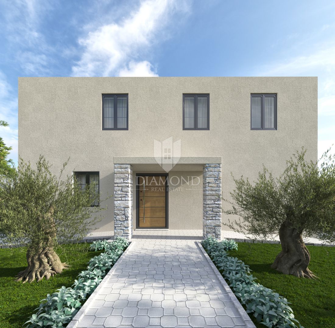 Poreč, dintorni, fantastica villa con piscina, vista mare, fase grezza