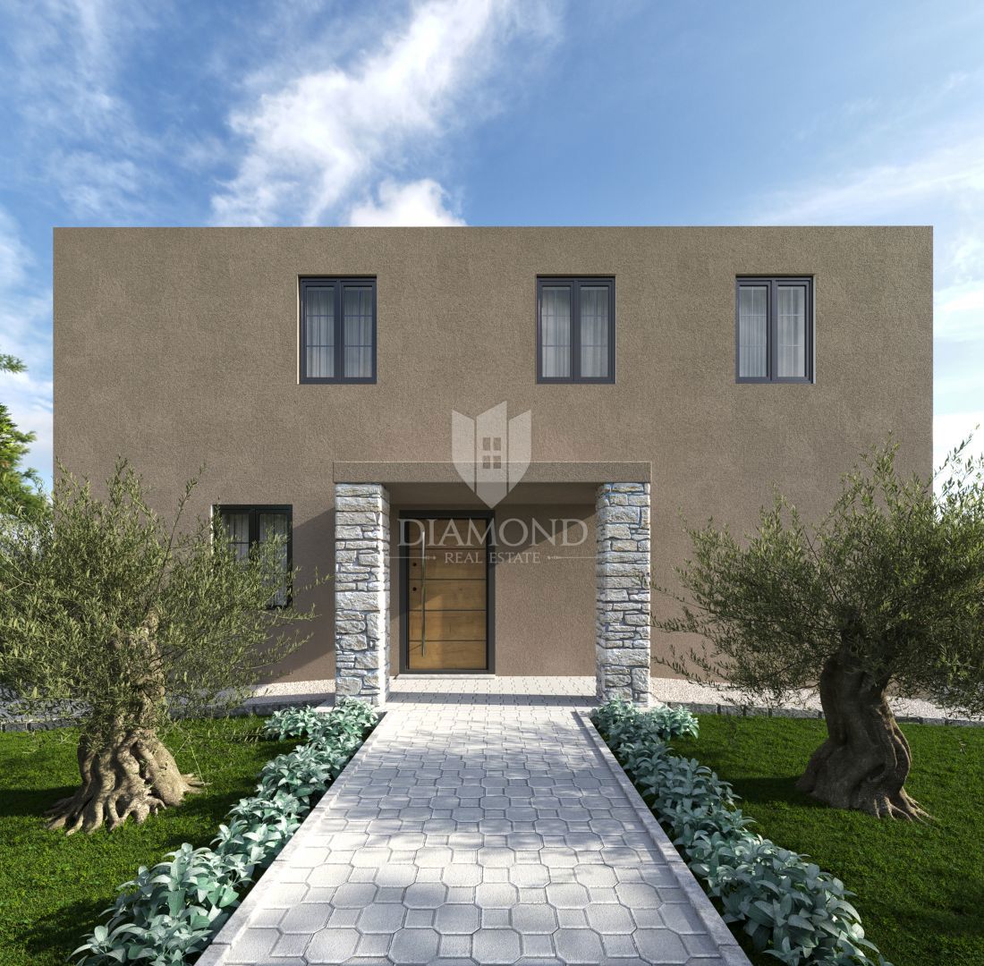 Poreč, dintorni, fantastica villa con piscina, vista mare, fase grezza