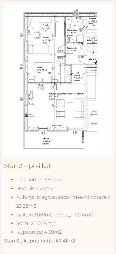 Appartamento Sroki, Viškovo, 67,41m2