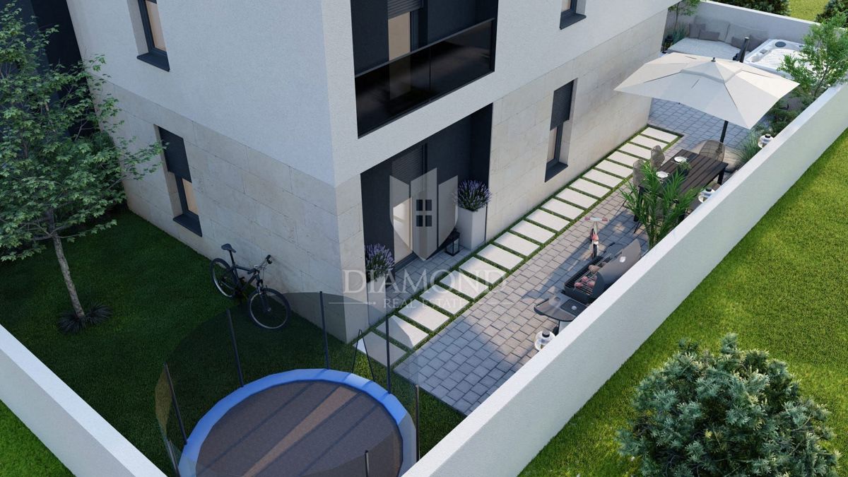 Appartamento con ampio giardino vicino a Pola, nuova costruzione!