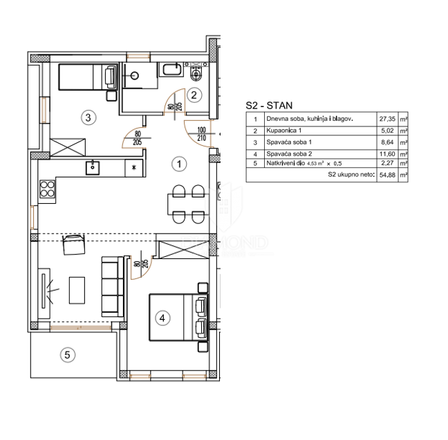 Appartamento con ampio giardino vicino a Pola, nuova costruzione!