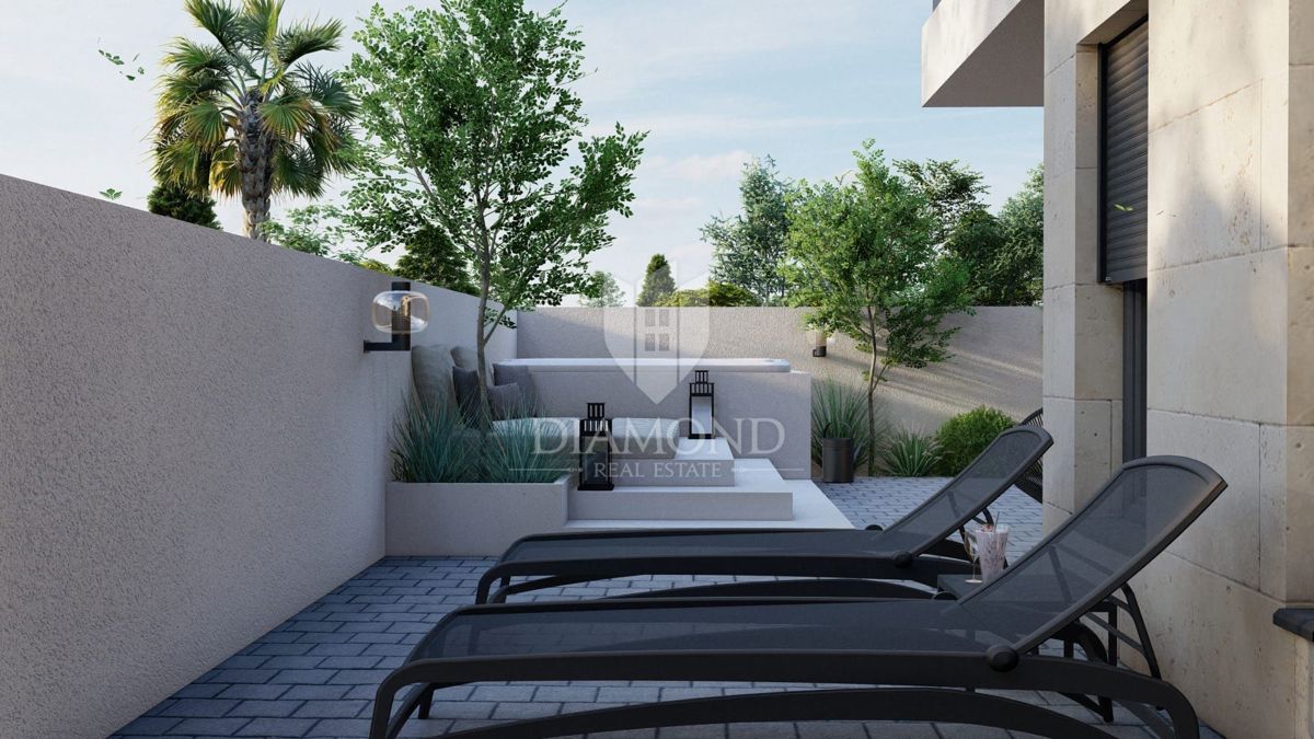 Appartamento con ampio giardino vicino a Pola, nuova costruzione!