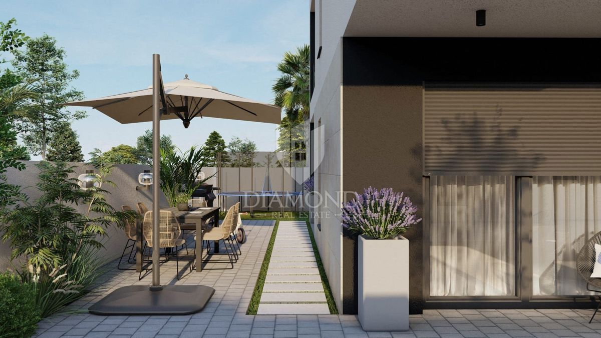 Appartamento con ampio giardino vicino a Pola, nuova costruzione!