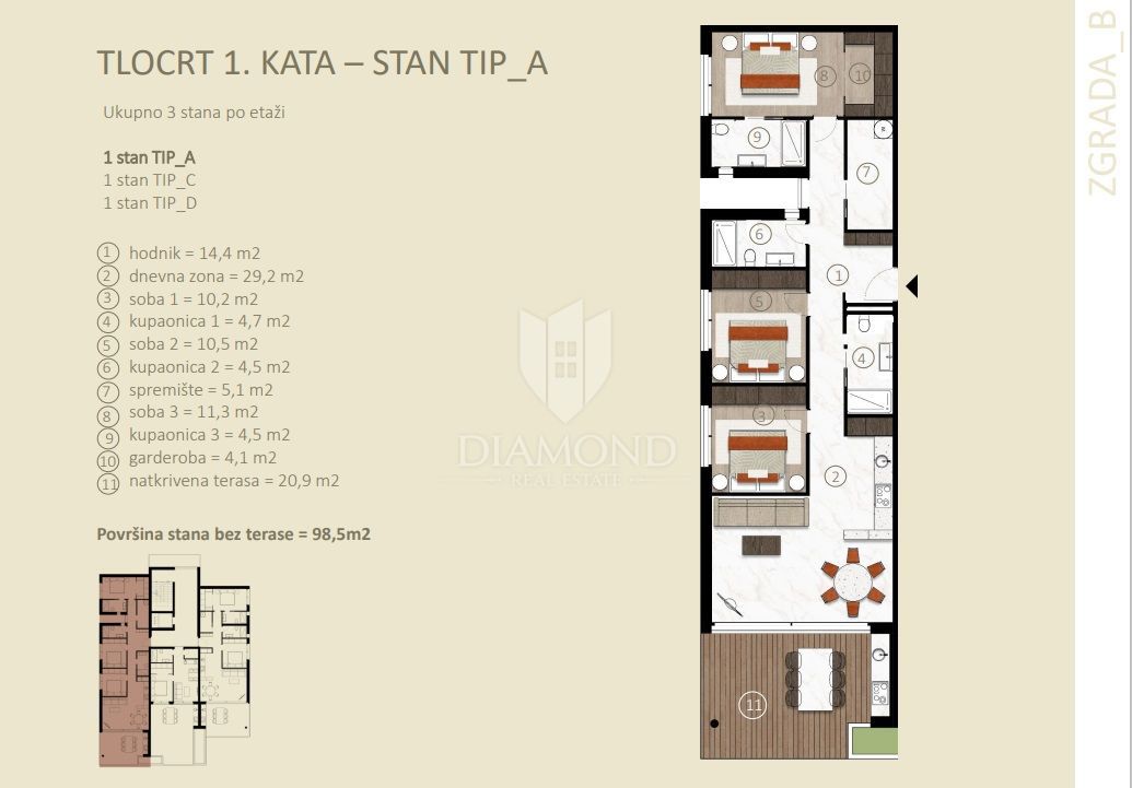 Cittanova, nuovo spazioso appartamento di 111m2 con 3 camere da letto e terrazza!