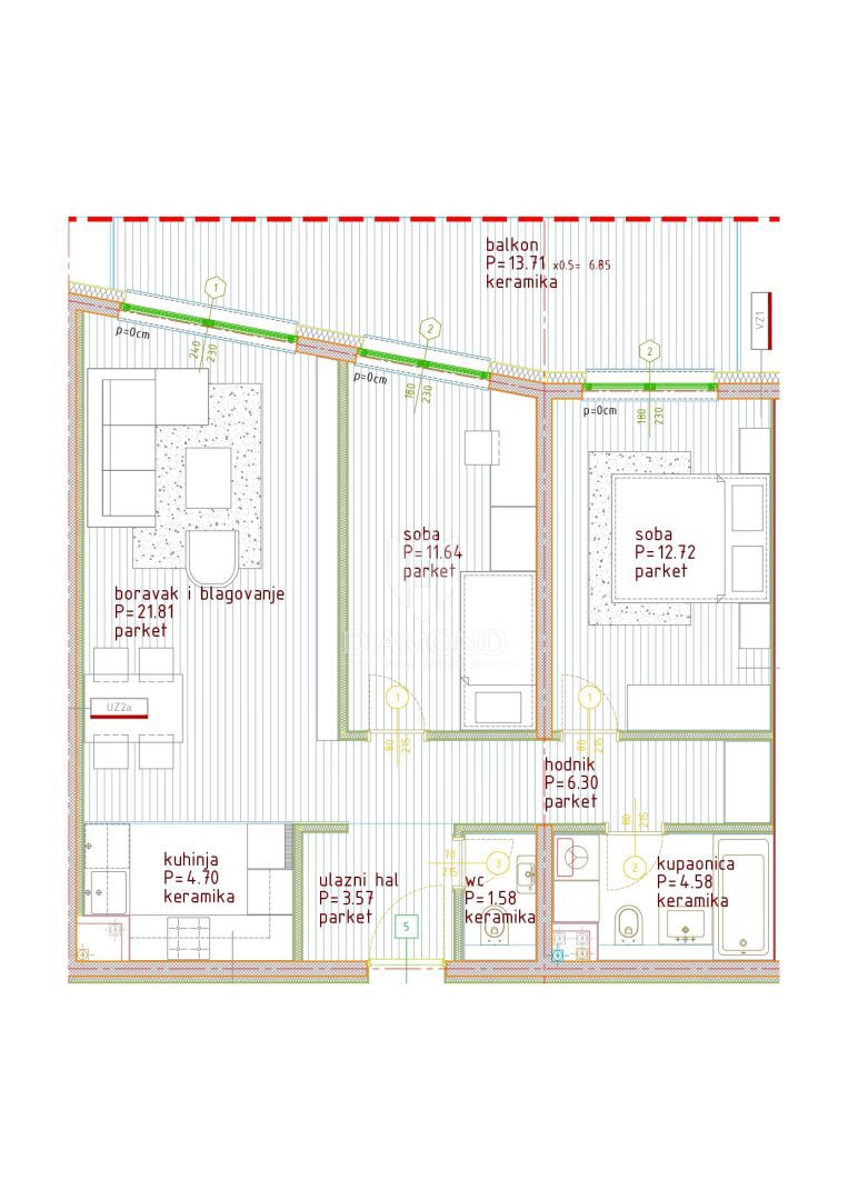 Parenzo, appartamento trilocale al piano terra vicino al centro citta!