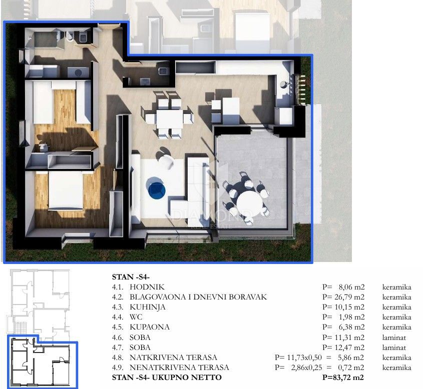 Appartamento Labin, 83,72m2