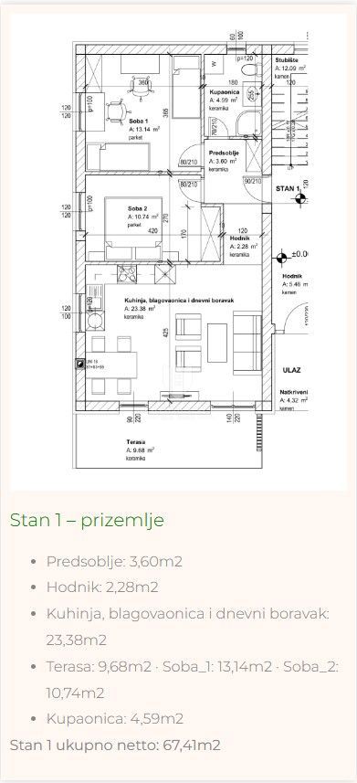 Appartamento Sroki, Viškovo, 67,40m2