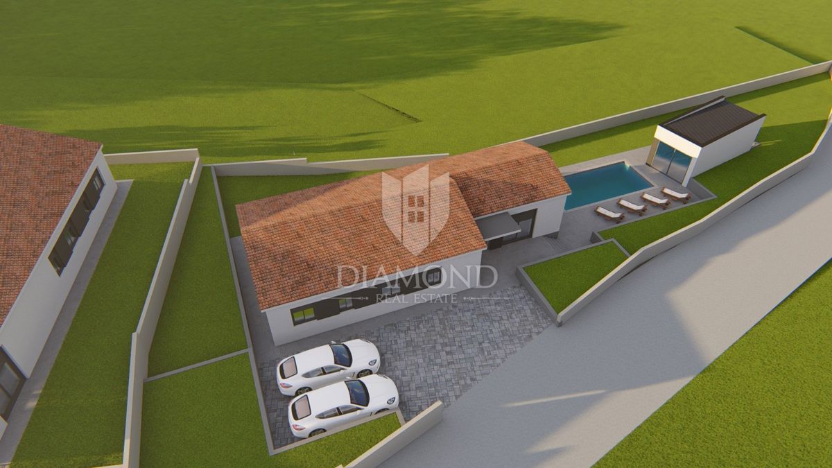 Labin, dintorni, terreno con progetto e permesso di costruzione