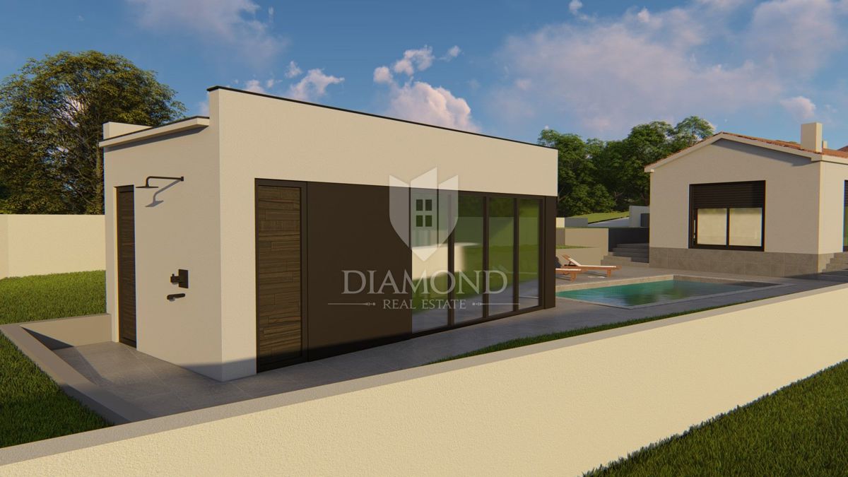 Labin, dintorni, terreno con progetto e permesso di costruzione