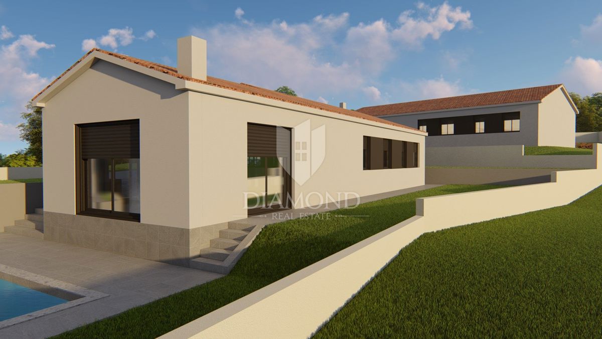 Labin, dintorni, terreno con progetto e permesso di costruzione