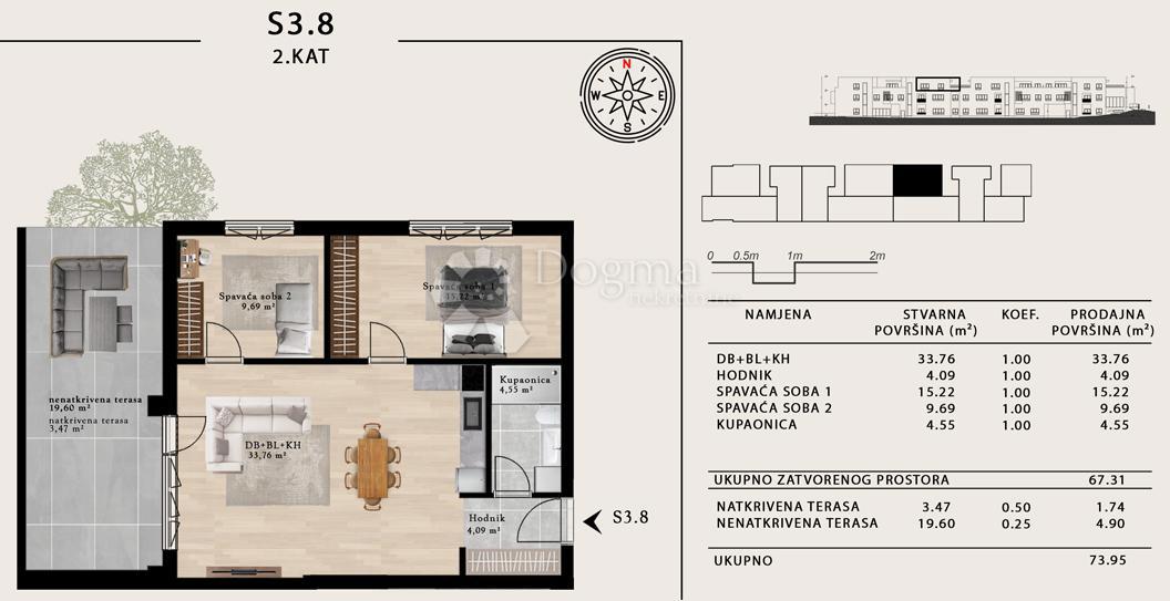 Allogio Sveta Klara, Novi Zagreb - Zapad, 48,28m2