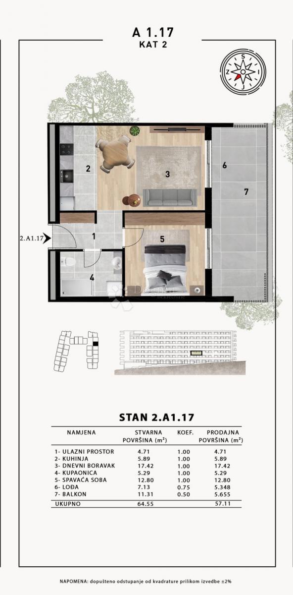 Allogio Crvene kuće, Zadar, 51,98m2