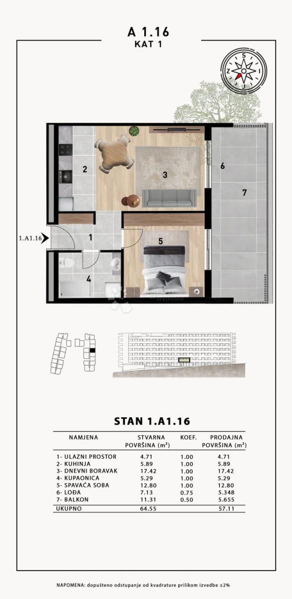 Allogio Crvene kuće, Zadar, 51,98m2