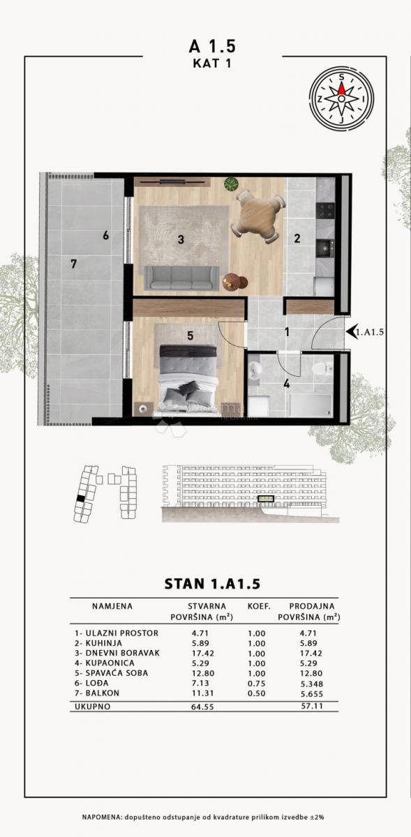 Allogio Crvene kuće, Zadar, 51,98m2