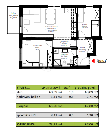Allogio Novi Marof, 61,98m2