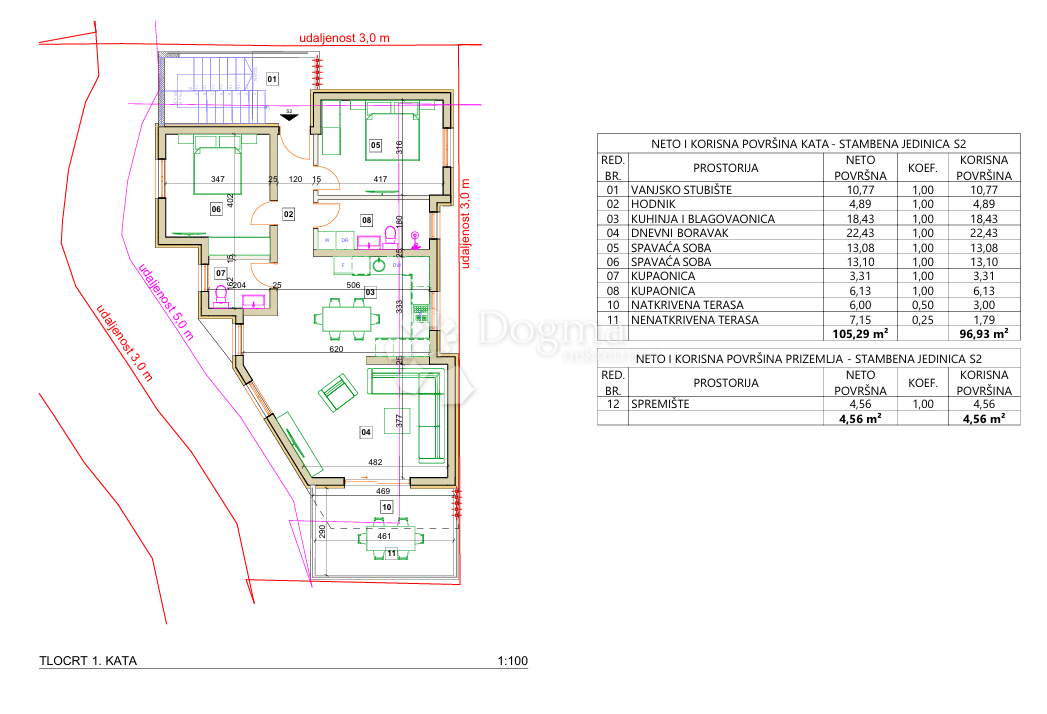 Allogio Tribunj, 105,29m2