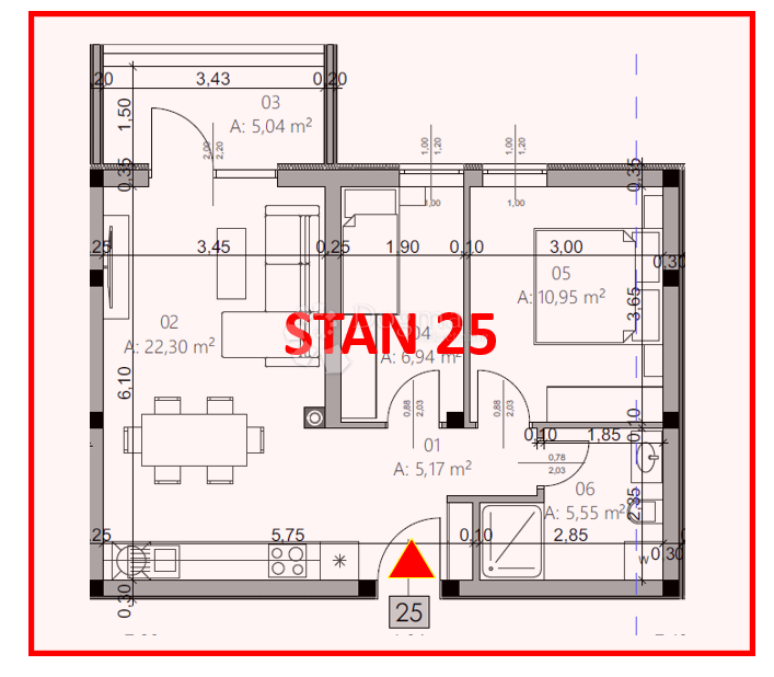 Allogio Monvidal, Pula, 54,96m2