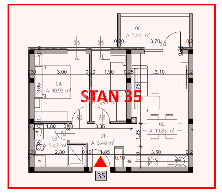 Allogio Monvidal, Pula, 54,96m2