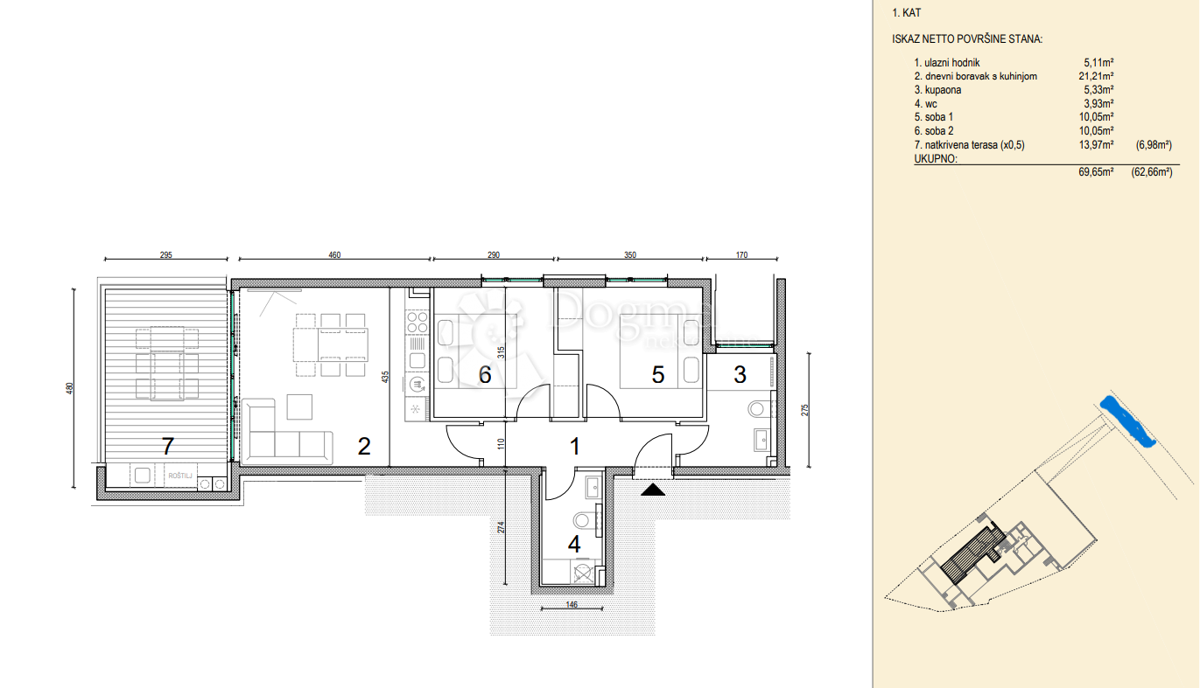 Allogio Novalja, 69,08m2