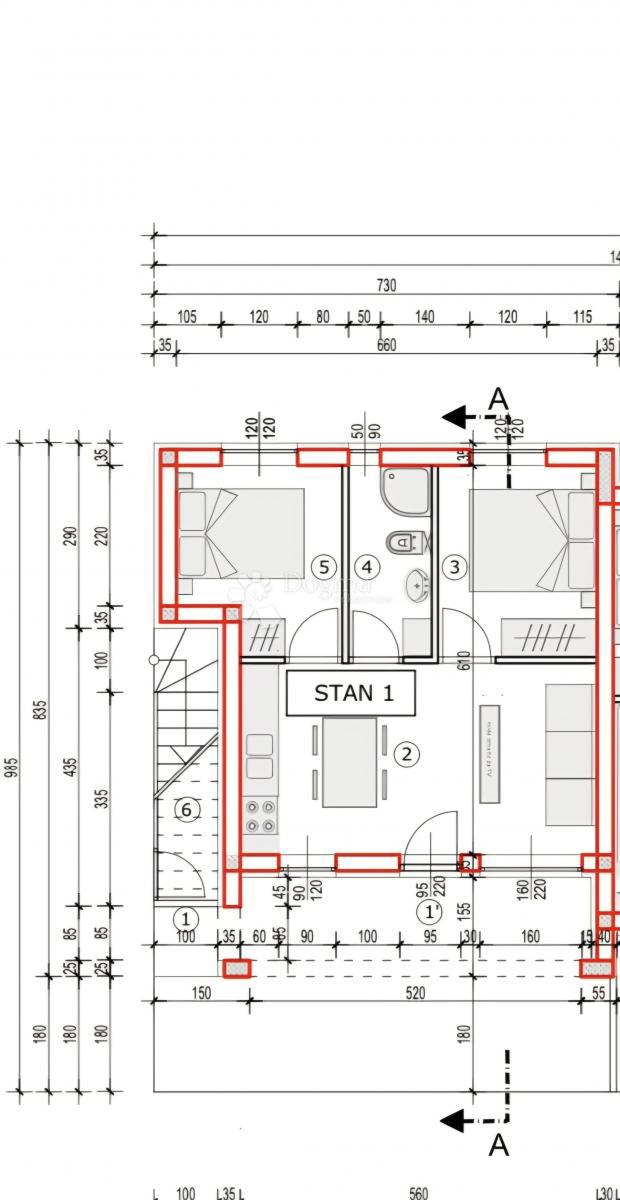 Allogio Maslenica, Jasenice, 53,64m2
