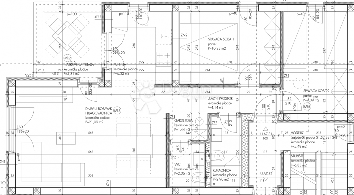 Allogio Crnica, Šibenik, 58,86m2