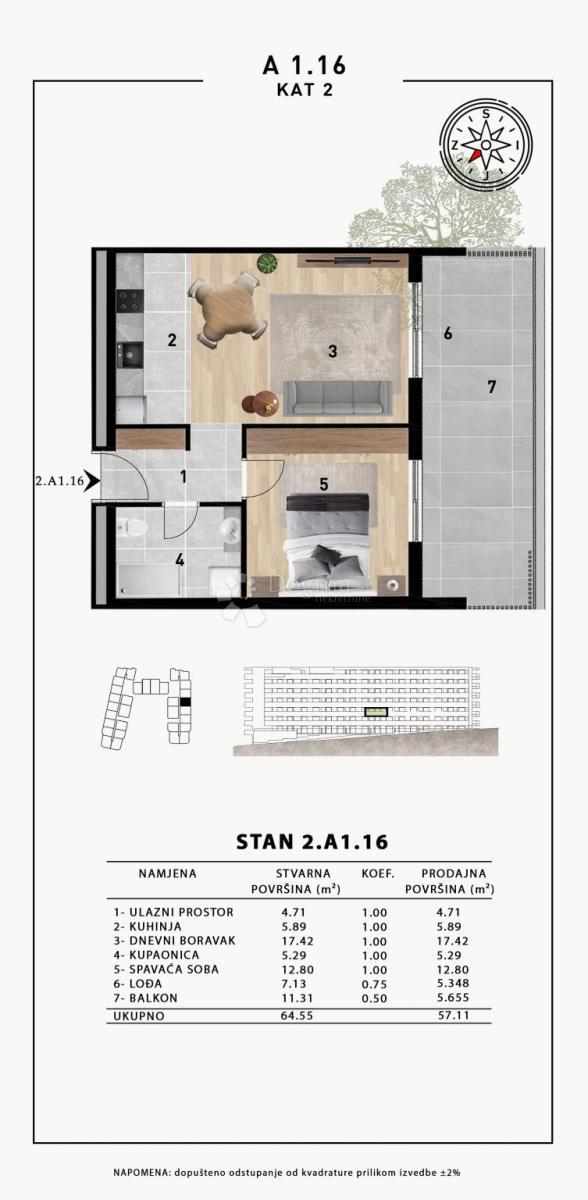 Allogio Crvene kuće, Zadar, 51,98m2