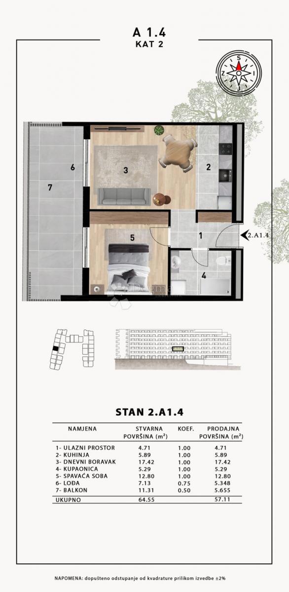 Allogio Crvene kuće, Zadar, 51,98m2