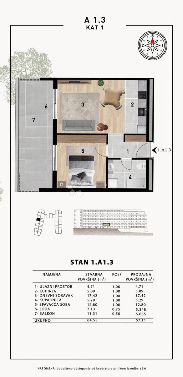 Allogio Crvene kuće, Zadar, 51,98m2