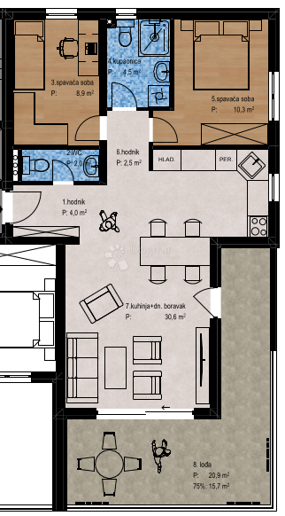 Allogio Crvene kuće, Zadar, 78,82m2