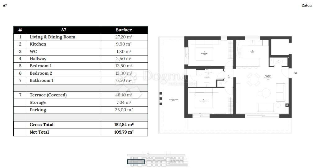 Allogio Zaton, Nin, 109,79m2