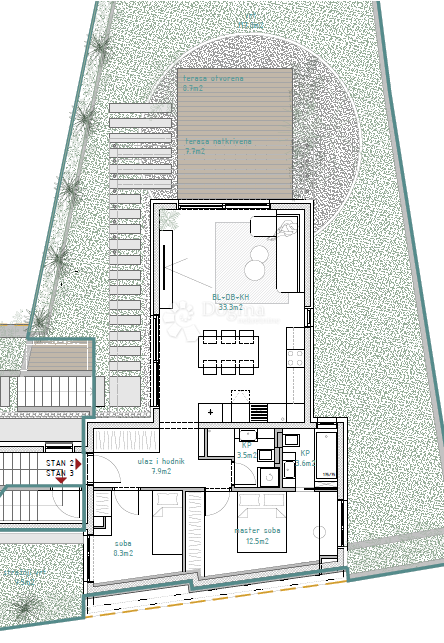 Lussuoso appartamento con due camere da letto, terrazza e giardino nella zona urbana di Vila a Črnomerec (S-2)