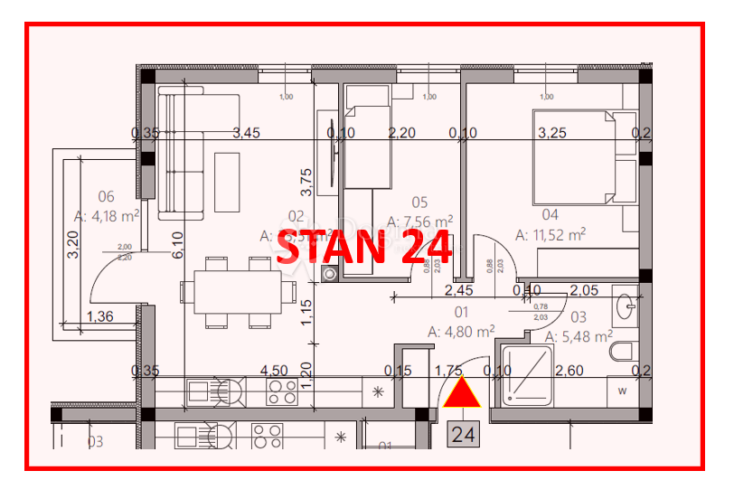 Allogio Monvidal, Pula, 54,96m2