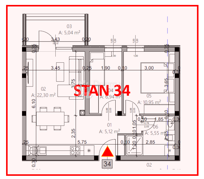 Allogio Monvidal, Pula, 54,96m2