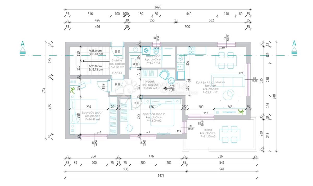 Appartamento Rovanjska, Jasenice, 81m2