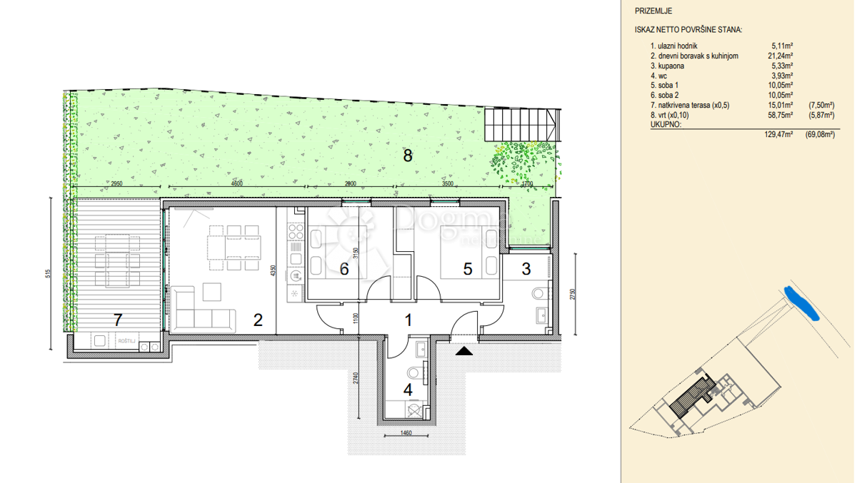 Allogio Novalja, 69,08m2