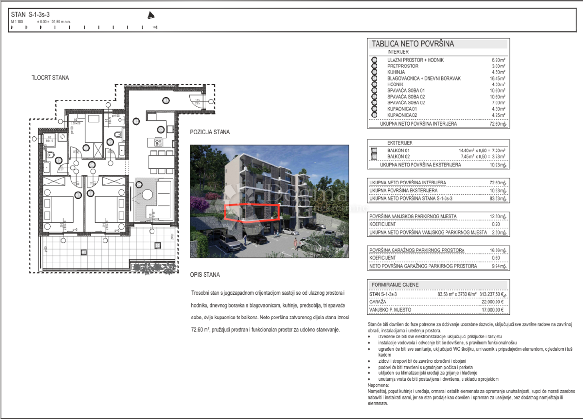 Allogio Omiš, 83,53m2