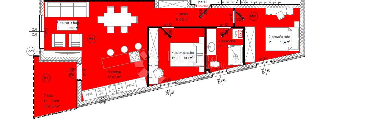 Allogio Crvene kuće, Zadar, 72,20m2