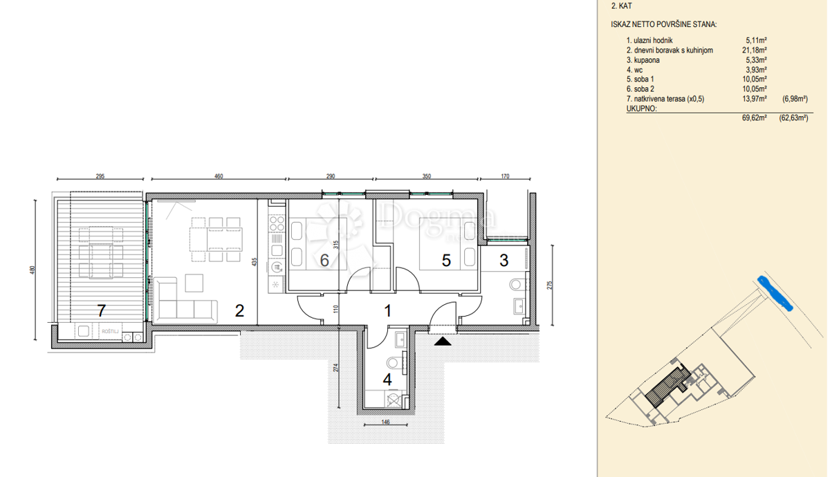 Allogio Novalja, 69,08m2