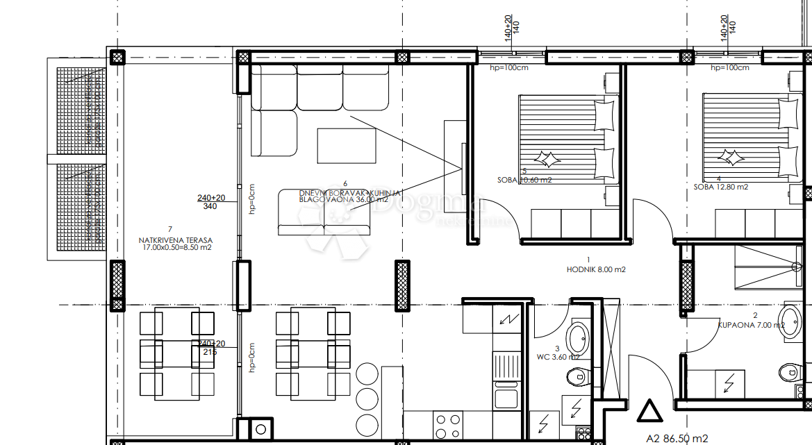 Allogio Veli vrh, Pula, 86,50m2